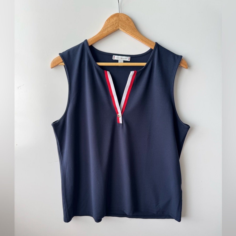 Tommy Hilfiger Tank Top Sleeveless Red‎ White Trim Casual Top XL